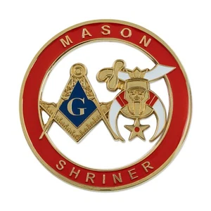 Mason Shriner Freimaurer Auto Emblem - Rot & Gold - Bild 1 von 1