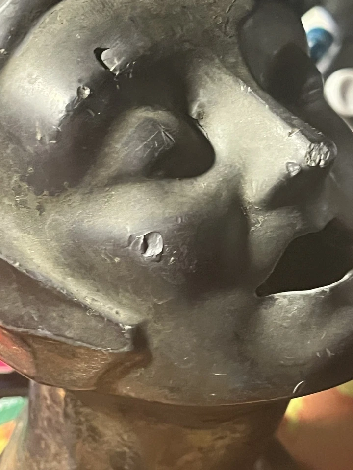 Art Deco 1920s Metal Statue Sculpture Fixture Decoration Woman Face Tobacciana - Image 1 of 4