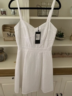 Portmans Size 8 Mini A-line White Lace Dress - image 1 of 4