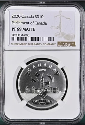 2020 Canada Silver $10 Parliament Of Canada Proof NGC PF69 Matte - Image 1 of 4