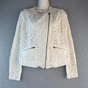 Chaqueta de Moto Lucky Brand Para Mujer Livey Blanca Ojales Boho Hippie Ligera Talla M - Imagen 1 de 6