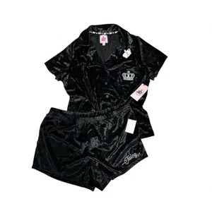 Juicy Couture Velvet Black Logo Sleepwear Set Women’s Medium - Picture 1 of 7