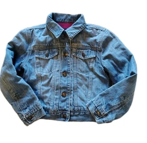 GAP Kids Denim Jean Jacket Colorful Striped Sweater Lining Size 8 (M) - Picture 1 of 8