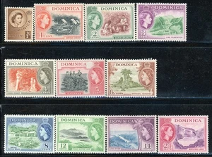 Dominica 142-52 SG140-53 MH 1954 QEII Definitive Short Set 11/15 CV$10 - Bild 1 von 1