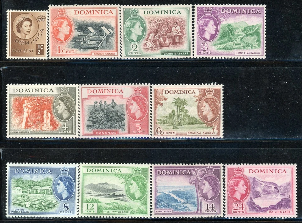 DOMINICA 142-52 SG140-53 MH 1954 QEII Definitivo Juego Corto de 11/15 CV$10 Foto 1 de 1