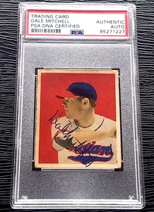 Tarjeta de béisbol de novato Bowman 1949 firmada autografiada por Dale Mitchell PSA DNA - Imagen 1 de 3