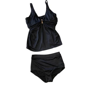COCO REEF Two Piece Tankini Set Black Gold 38DDD Beach Vacation - Picture 1 of 8