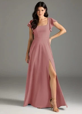 AZAZIE BONDI Dusty Rose A-Line Ruched Stretch Crepe Dress - US A4 / UK 8 - Image 1 of 4