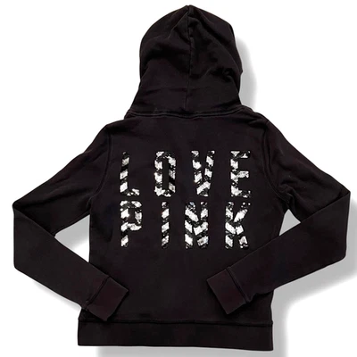 RARO MOLETOM COM CAPUZ VICTORIA SECRET LOVE ROSA ZEBRA LANTEJOULAS BLING Tamanho Grande - Imagem 1 de 4