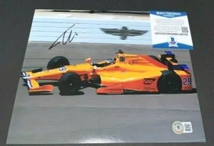 FERNANDO ALONSO SIGNED 8X10 PHOTO 2017 INDY 500 FORMULA 1 MCLAREN F1 CAR BAS A - Picture 1 of 1