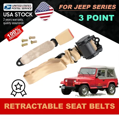 Cinturón de seguridad retráctil de 3 puntos beige 3,6 M para Jeep J10 1982-1988 1 pieza Foto 1 de 4