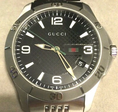 GUCCI G-TIMELESS WATCH Full Size Black Dial w/ Stainless Bezel / Band Swiss 44mm - Image 1 of 4