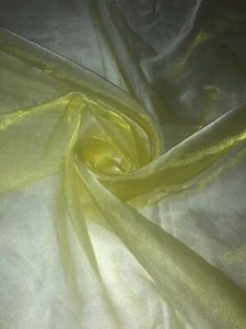1 Meter Yellow Crystal Organza Fabric Sheer Voile Wedding Decorations 58”Wide - Picture 1 of 3