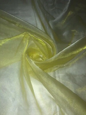 1 Meter Yellow Crystal Organza Fabric Sheer Voile Wedding Decorations 58”Wide - Image 1 of 3