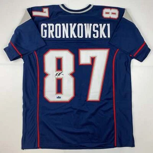 Facsimile Autographed Rob Gronk Gronkowski New England Blue Jersey Men's XL - Picture 1 of 4