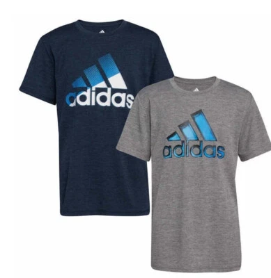 ADIDAS YOUTH BOYS 2-PACK SHORT SLEEVE T-SHIRT (NAVY/GREY, Small -8) NWT - Image 1 of 2