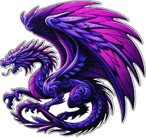 Pegatina de vinilo símbolo de poder y furia guerrero enojado cibernético dragón púrpura salvaje - Imagen 1 de 1
