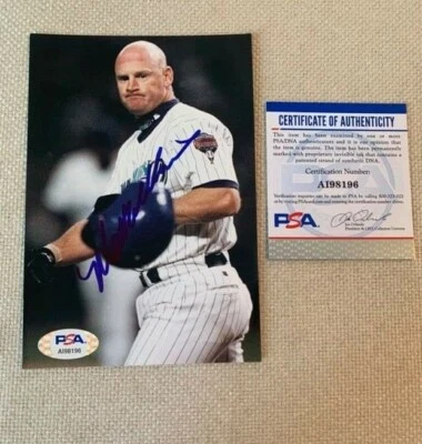 DIAMONDBACKS- MATT WILLIAMS 1998 PINNACLE SNAPSHOT AUTOGRAPH 4x6 PHOTO PSA/DNA - Image 1 of 2