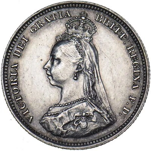 1887 Schilling - Victoria British Silver Coin - sehr schön - Bild 1 von 2