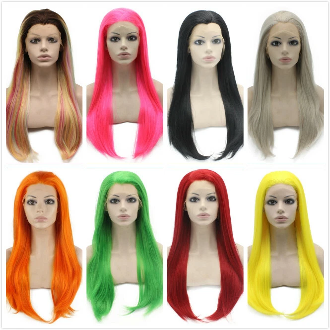 Pelucas largas rectas de encaje sintético frente cosplay fiesta stock de EE. UU. Foto 1 de 1
