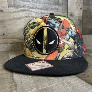 Deadpool Marvel Comics Unisex Adult OS Flat Bill Hat Graphic Print Snapback Cap - Picture 1 of 9