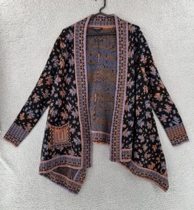 Nanette Lepore Bianca Jacquard Schwarz Kupfer Gemischtes Muster Wolle Strickjacke Large - Bild 1 von 14