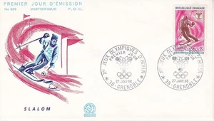 Briefumschlag 1. Tag 629 1968 Olympische Winterspiele Slalom - Bild 1 von 2