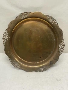Vintage Round Copper Tray Platter 13” With Wall Hanger - Picture 1 of 3