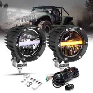 AUXBEAM 4"Inch LED Work Light Spot Flood Pods Driving Lamp for Jeep Wrangler JK - Picture 1 of 12