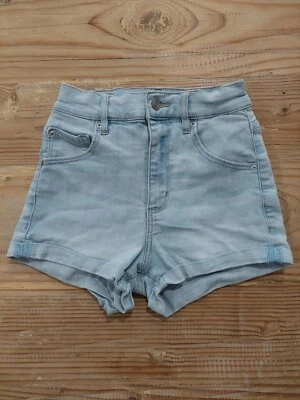 Pantalones cortos de mezclilla GARAGE para mujer talla 00 tiro ultra alto elásticos azules enrollables  Foto 1 de 4