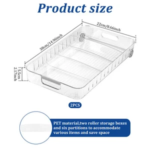 2 Pcs Fridge Organizer with Wheels Sturdy Roll Out Refrigerator Organizers elrJt - Picture 1 of 11