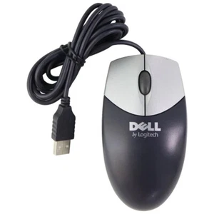 Dell (M056UOA) Original OEM Wired USB Mouse for Windows PC & More - Black/Silver - Picture 1 of 3