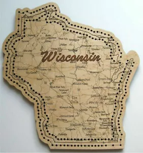 Wisconsin State Shaped Road Map Cribbage Board Two Track - Picture 1 of 1