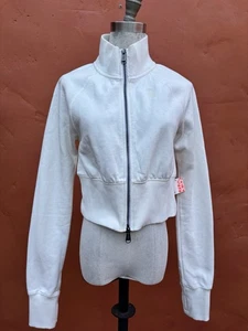 NWT Free People Movement Jacket Coat White Cropped Knit Sweatshirt thumb holes - Picture 1 of 5