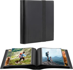 5X7 Photo Album Holds 64 Photos Black Inner Pages with Strong Elastic Band, Smal - Picture 1 of 12