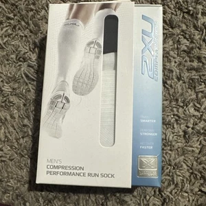 2XU Men's Compression Performance Run Sock - MA2442E- White, Extra-Large XL - Picture 1 of 4