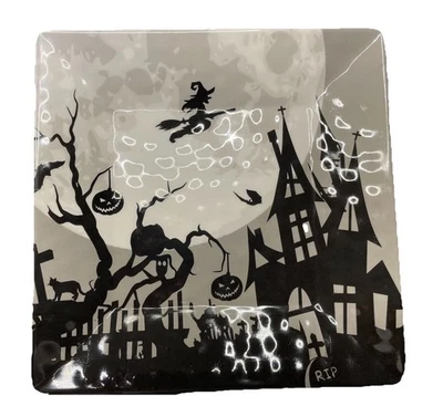 Halloween Haunted House Witch Grave Yard Melmaine Salad Plates Set of 4 - Image 1 of 4