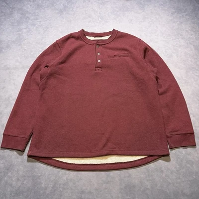 LL Bean Shirt Mens XL Katahdin Iron Works Bonded Waffle Knit Fleece Henley - Image 1 of 4