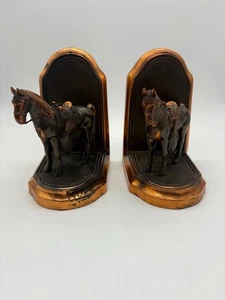 Sujetalibros vaqueros vintage Western Horse acabado bronce par pesado - Imagen 1 de 15