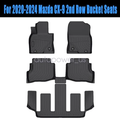 For 2020-2024 Mazda CX-9 2nd Row Bucket Seats TPE Floor Mats Liner All Weather - Image 1 of 4