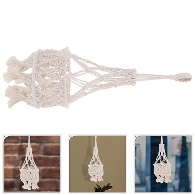  Macrame Lampshade Cover: Boho Woven Cotton Rope Light Shade For Pendant Lamp - - Image 1 of 4