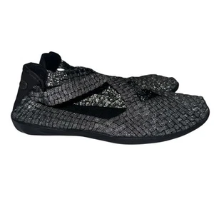 Bernie Mev 8.5-9 US 39 EU Silver Pewter Metallic Woven Mary Jane Flats Shoes - Picture 1 of 7