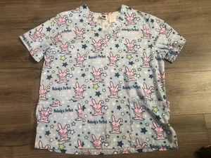Jim Benton Bunny Nobody’s Perfect Nurse medizinisches Peeling V-Ausschnitt Uniform groß gebraucht - Bild 1 von 9