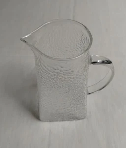 Jarra de Vidrio Texturizado Mediados de Siglo Moderna Base Cuadrada y Tapa Redonda Única Retro - Imagen 1 de 9