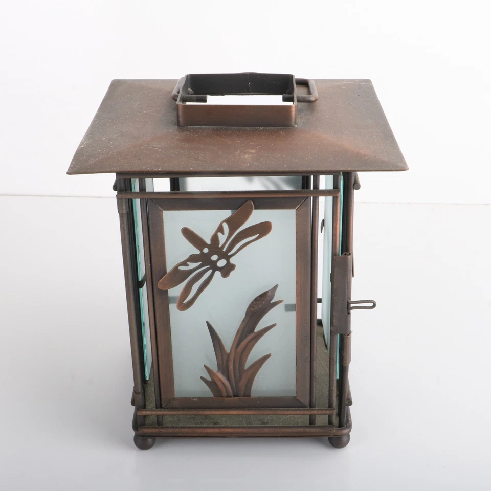 Candelabro de metal cepillado Three Hands Corp linterna libélula Foto 1 de 4