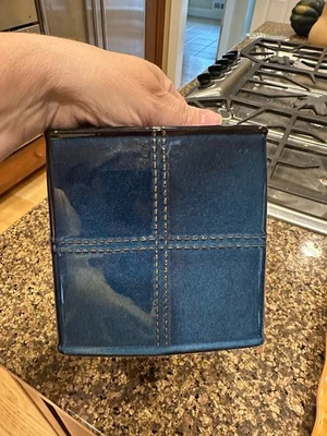 Nautica DENIM Pañuelo 5.5" Cubo AZUL Cerámica Pañuelo Caja Cubierta Hilo Patrón NUEVO Foto 1 de 4