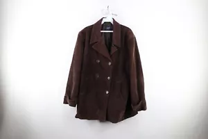 Vintage Gap Womens 2XL Distressed Double Breasted Corduroy Peacoat Jacket Brown - Picture 1 of 20