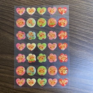 Strawberry Shortcake Epoxy Stickers Stickety-Doo-Da Hearts Flowers Sheet -READ - Picture 1 of 6