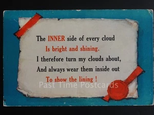 Verse Postcard: THE INNER SIDE OF EVERY CLOUD IS BRIGHT & SHINING Old PC, E.Mack - Picture 1 of 1
