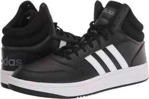 Man adidas Hoops Mid Sneaker GW3020 Lace Closer Black/White/Gray Brand New - Picture 1 of 7